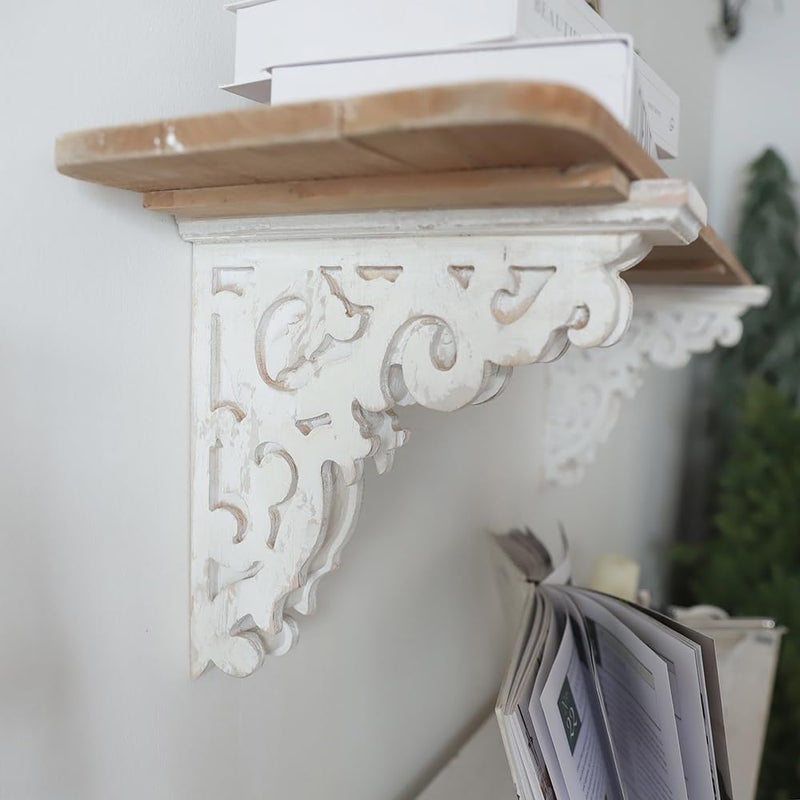 Chadechimo Set of 2 Corbels for Shelves Decorative Wood Shelf Brackets, L10.63 x W3.15 x H11.22 Inch, Farmhouse Wood Corbels Distressed Floating Shelves Brackets for Home Decor - Image 2